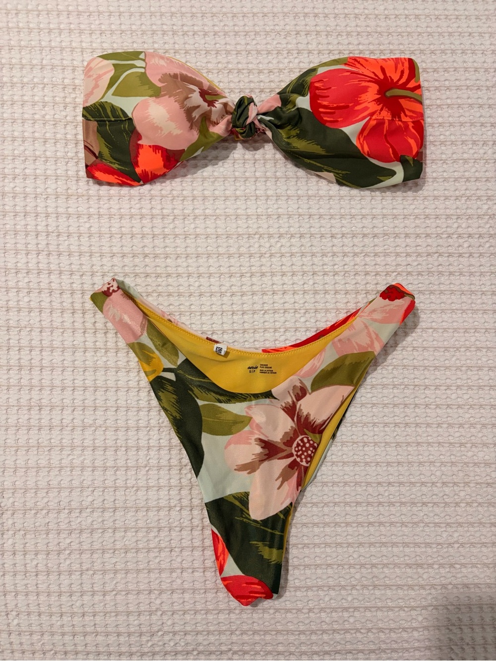 Aerie Medium Knotted Bandeau Top and Small Cheekier Bottom